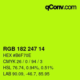 Color code: RGB 182 247 14 | qconv.com