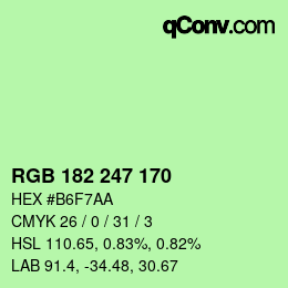 カラーコード: RGB 182 247 170 | qconv.com