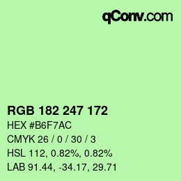 Color code: RGB 182 247 172 | qconv.com