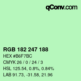 Color code: RGB 182 247 188 | qconv.com