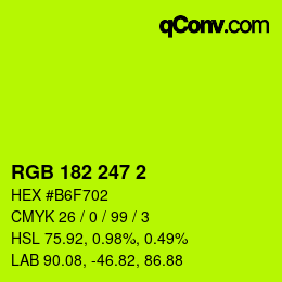 颜色代码: RGB 182 247 2 | qconv.com
