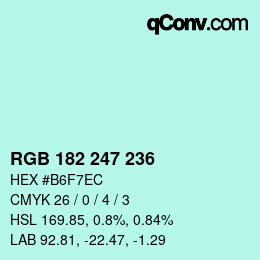 Color code: RGB 182 247 236 | qconv.com