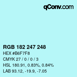 Color code: RGB 182 247 248 | qconv.com