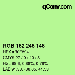 Color code: RGB 182 248 148 | qconv.com