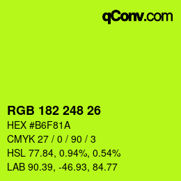 カラーコード: RGB 182 248 26 | qconv.com
