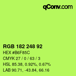 Color code: RGB 182 248 92 | qconv.com