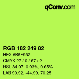 Color code: RGB 182 249 82 | qconv.com