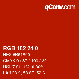 カラーコード: RGB 182 24 0 | qconv.com