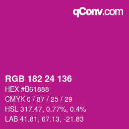 Color code: RGB 182 24 136 | qconv.com