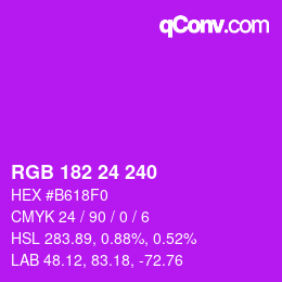 Color code: RGB 182 24 240 | qconv.com