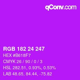 Color code: RGB 182 24 247 | qconv.com