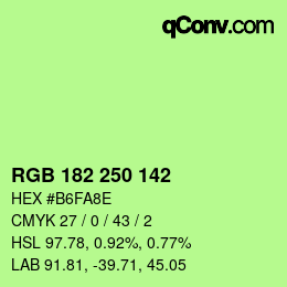 Color code: RGB 182 250 142 | qconv.com