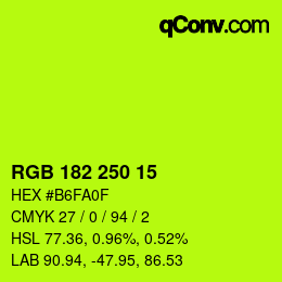 カラーコード: RGB 182 250 15 | qconv.com