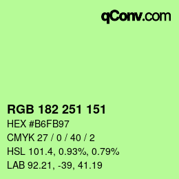 Color code: RGB 182 251 151 | qconv.com