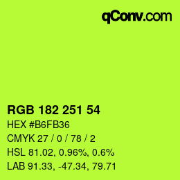 Color code: RGB 182 251 54 | qconv.com