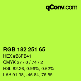 Color code: RGB 182 251 65 | qconv.com
