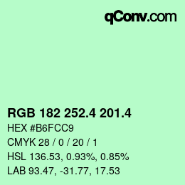 カラーコード: RGB 182 252.4 201.4 | qconv.com