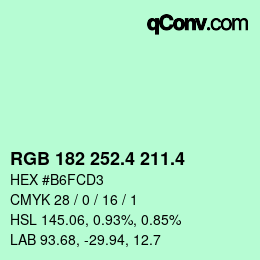 カラーコード: RGB 182 252.4 211.4 | qconv.com