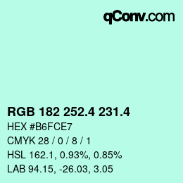 カラーコード: RGB 182 252.4 231.4 | qconv.com