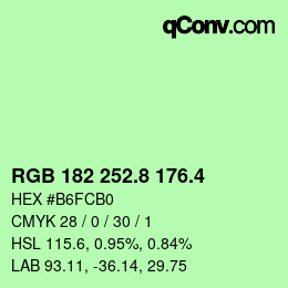 カラーコード: RGB 182 252.8 176.4 | qconv.com