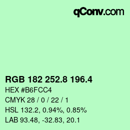 カラーコード: RGB 182 252.8 196.4 | qconv.com