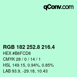 カラーコード: RGB 182 252.8 216.4 | qconv.com