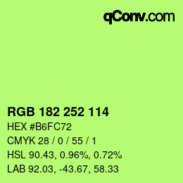 カラーコード: RGB 182 252 114 | qconv.com