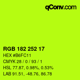 Color code: RGB 182 252 17 | qconv.com