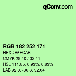 Color code: RGB 182 252 171 | qconv.com