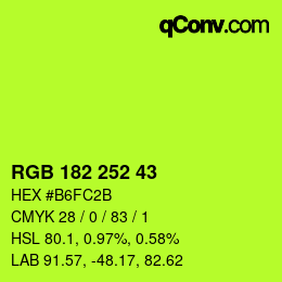 Color code: RGB 182 252 43 | qconv.com
