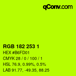 Color code: RGB 182 253 1 | qconv.com