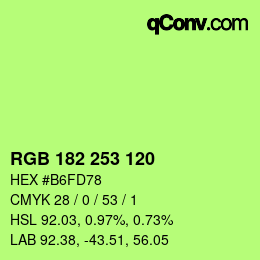 Color code: RGB 182 253 120 | qconv.com