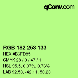 Color code: RGB 182 253 133 | qconv.com