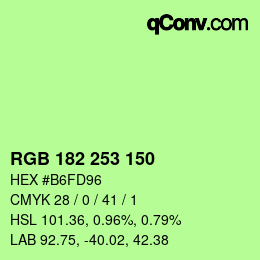 カラーコード: RGB 182 253 150 | qconv.com