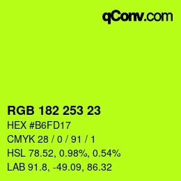 カラーコード: RGB 182 253 23 | qconv.com