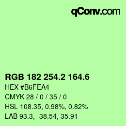 カラーコード: RGB 182 254.2 164.6 | qconv.com