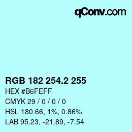 Color code: RGB 182 254.2 255 | qconv.com
