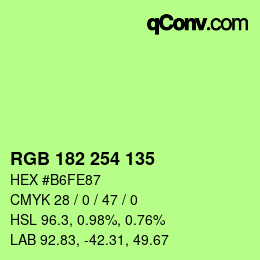 Color code: RGB 182 254 135 | qconv.com