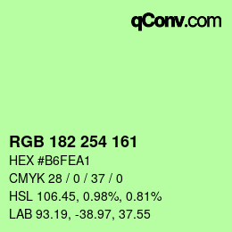 Color code: RGB 182 254 161 | qconv.com