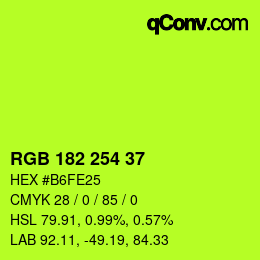 カラーコード: RGB 182 254 37 | qconv.com