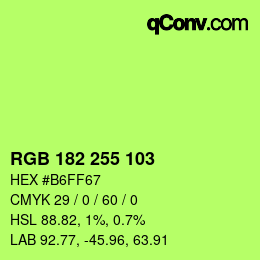 Color code: RGB 182 255 103 | qconv.com