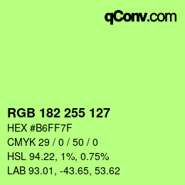 Color code: RGB 182 255 127 | qconv.com