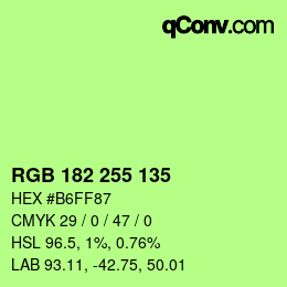 Color code: RGB 182 255 135 | qconv.com