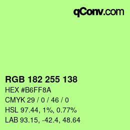Color code: RGB 182 255 138 | qconv.com