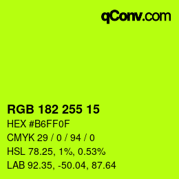 Color code: RGB 182 255 15 | qconv.com
