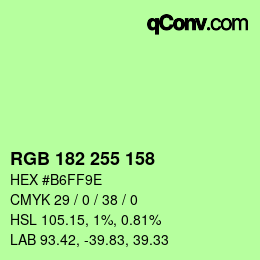 Color code: RGB 182 255 158 | qconv.com