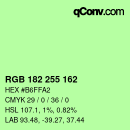 Color code: RGB 182 255 162 | qconv.com