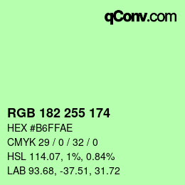 Color code: RGB 182 255 174 | qconv.com