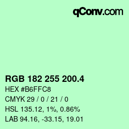 カラーコード: RGB 182 255 200.4 | qconv.com