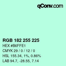 Color code: RGB 182 255 225 | qconv.com